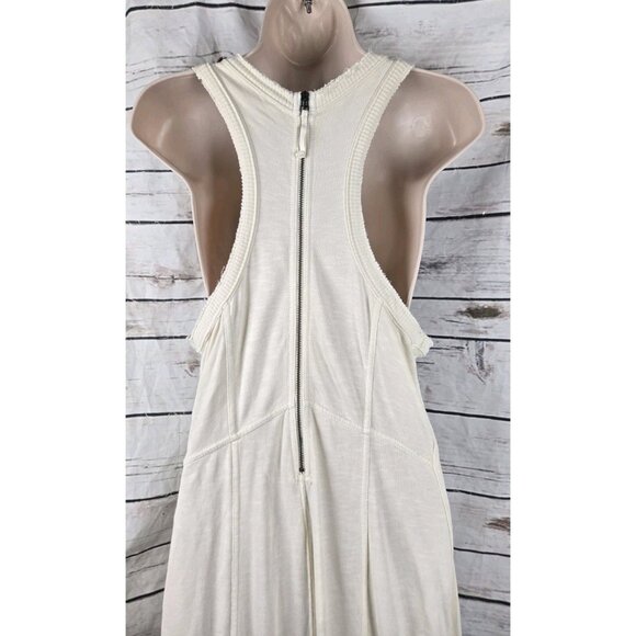 Daily Practice Horizon Wide Leg Jumpsuit M Cream Seamed Drawstrings Sleeveless - Picture 7 of 11